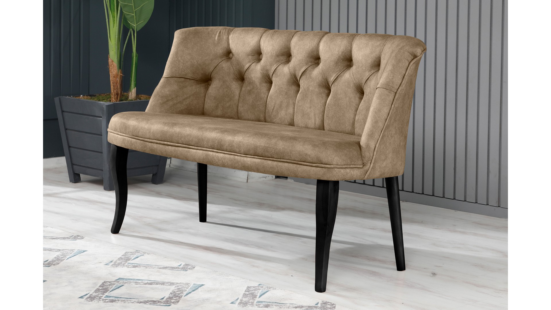 Roma Kolsuz Çay Seti Koltuk Takımı Nubuk Kumaş Ahşap Ahşap Ayak Sütlü Kahve