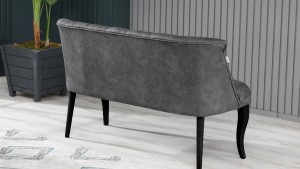 Roma Kolsuz Çay Seti Koltuk Takımı Nubuk Kumaş Ahşap Ahşap Ayak Gri