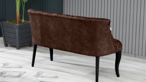 Roma Kolsuz Çay Seti İkili Koltuk Nubuk Kumaş Siyah Ahşap Ayak Kahve