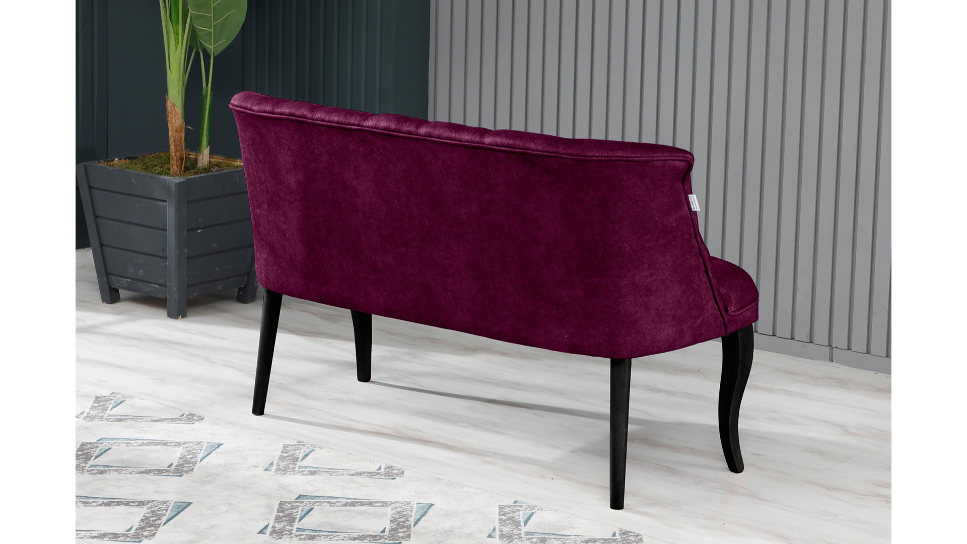 Roma Kolsuz Çay Seti Koltuk Takımı Nubuk Kumaş Ahşap Ahşap Ayak Mürdüm