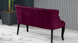 Roma Kolsuz Çay Seti Koltuk Takımı Nubuk Kumaş Ahşap Ahşap Ayak Mürdüm