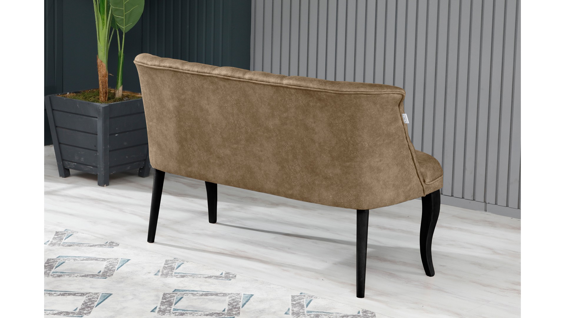 Roma Kolsuz Çay Seti Koltuk Takımı Nubuk Kumaş Ahşap Ahşap Ayak Sütlü Kahve