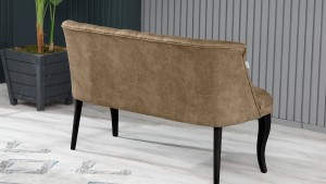 Roma Kolsuz Çay Seti Koltuk Takımı Nubuk Kumaş Ahşap Ahşap Ayak Sütlü Kahve