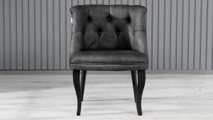 Roma Kolsuz Çay Seti Koltuk Takımı Nubuk Kumaş Siyah Ahşap Ayak Füme