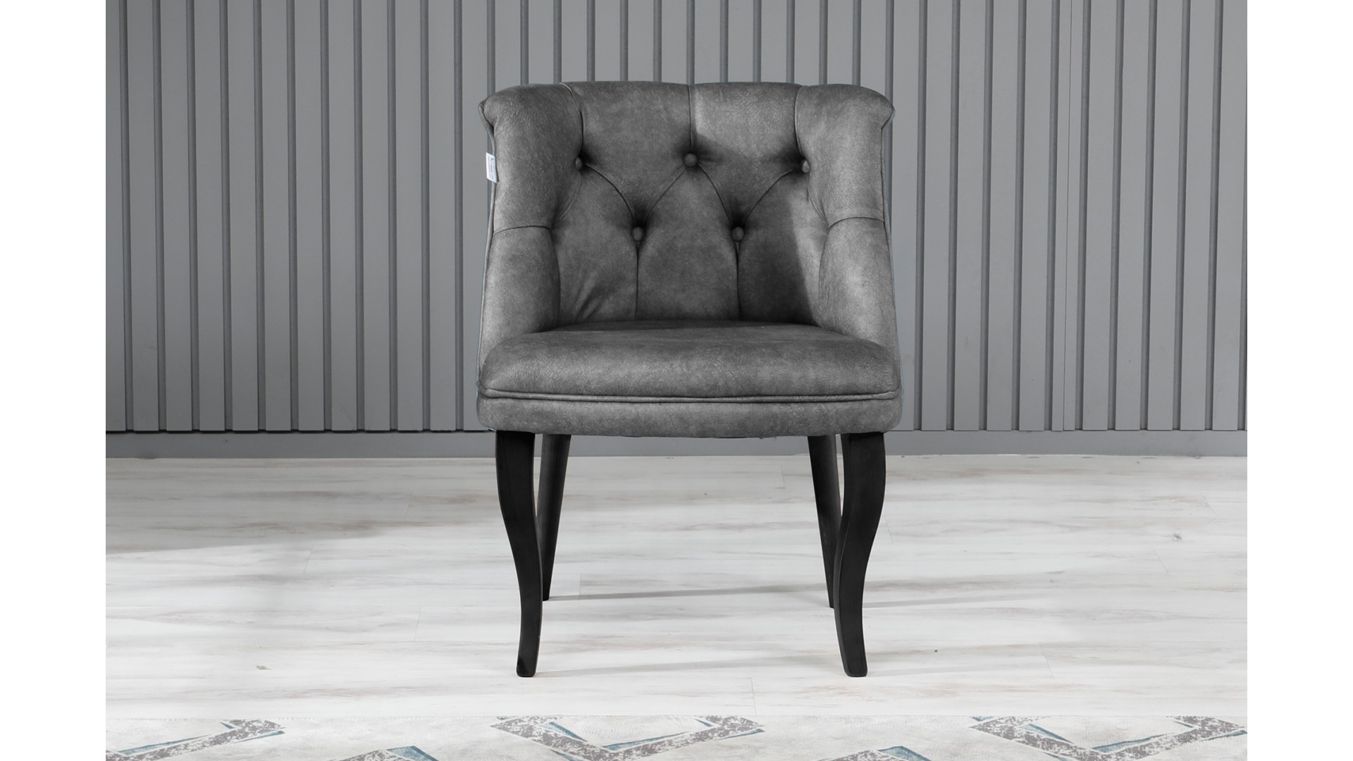 Roma Kolsuz Çay Seti Koltuk Takımı Nubuk Kumaş Ahşap Ahşap Ayak Gri