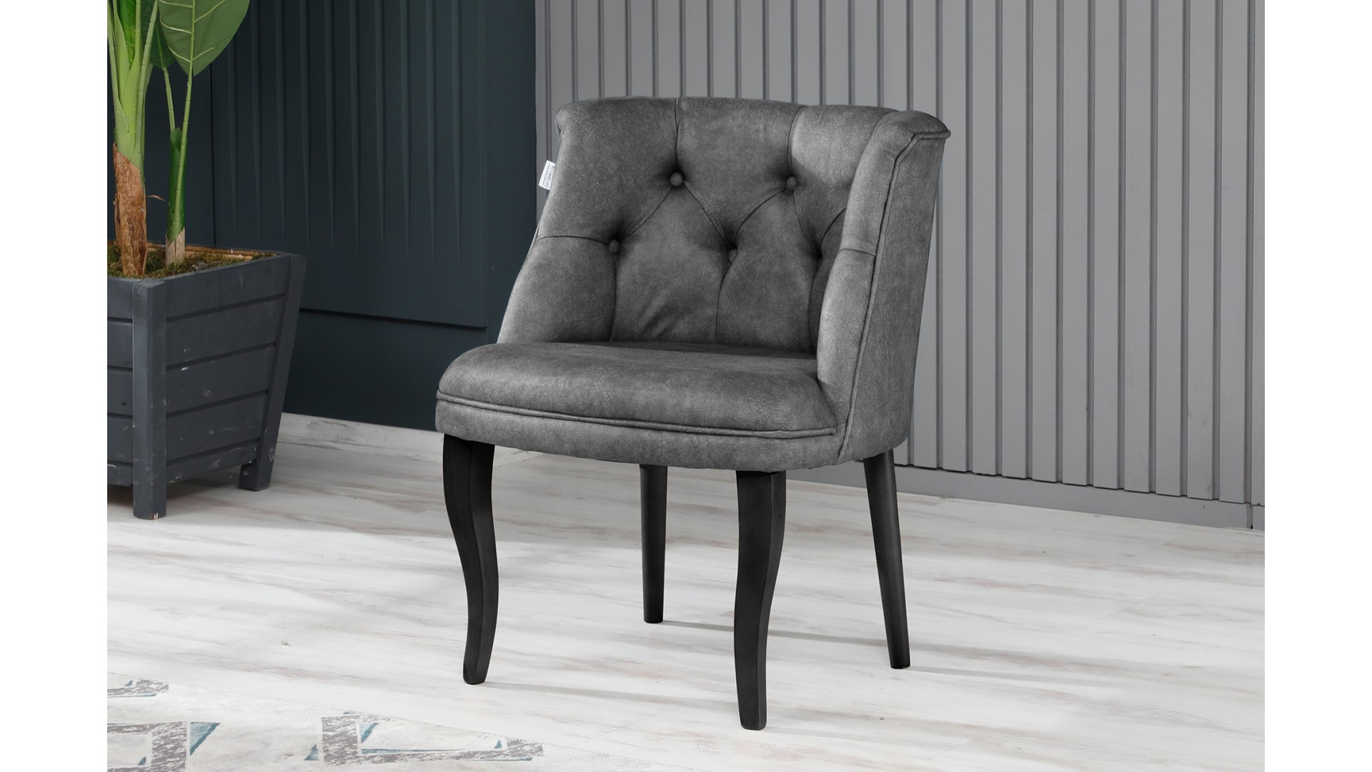 Roma Kolsuz Çay Seti Koltuk Takımı Nubuk Kumaş Ahşap Ahşap Ayak Gri