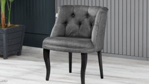 Roma Kolsuz Çay Seti Koltuk Takımı Nubuk Kumaş Ahşap Ahşap Ayak Gri