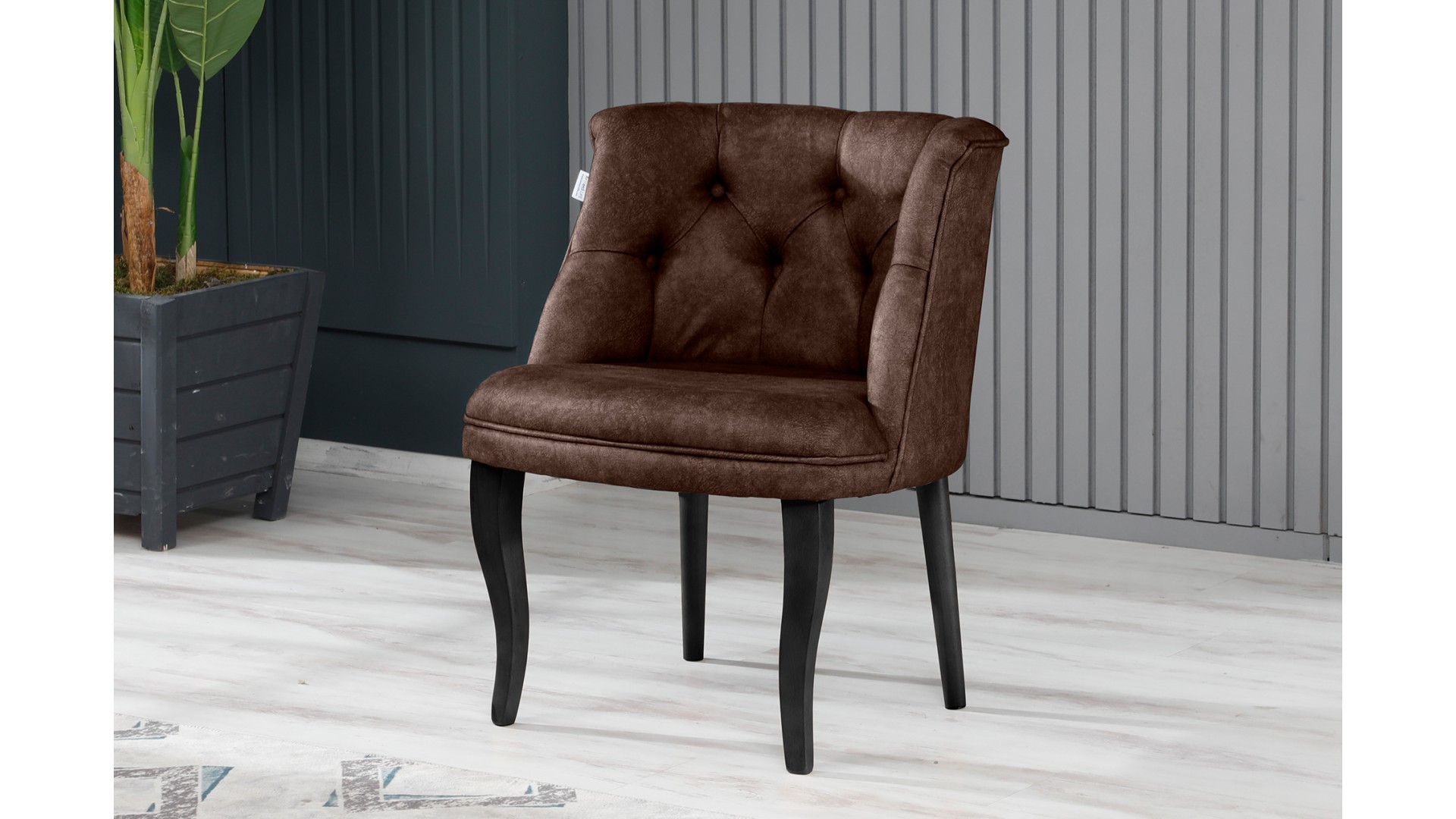 Roma Kolsuz Çay Seti Koltuk Takımı Nubuk Kumaş Ahşap Ahşap Ayak Kahve