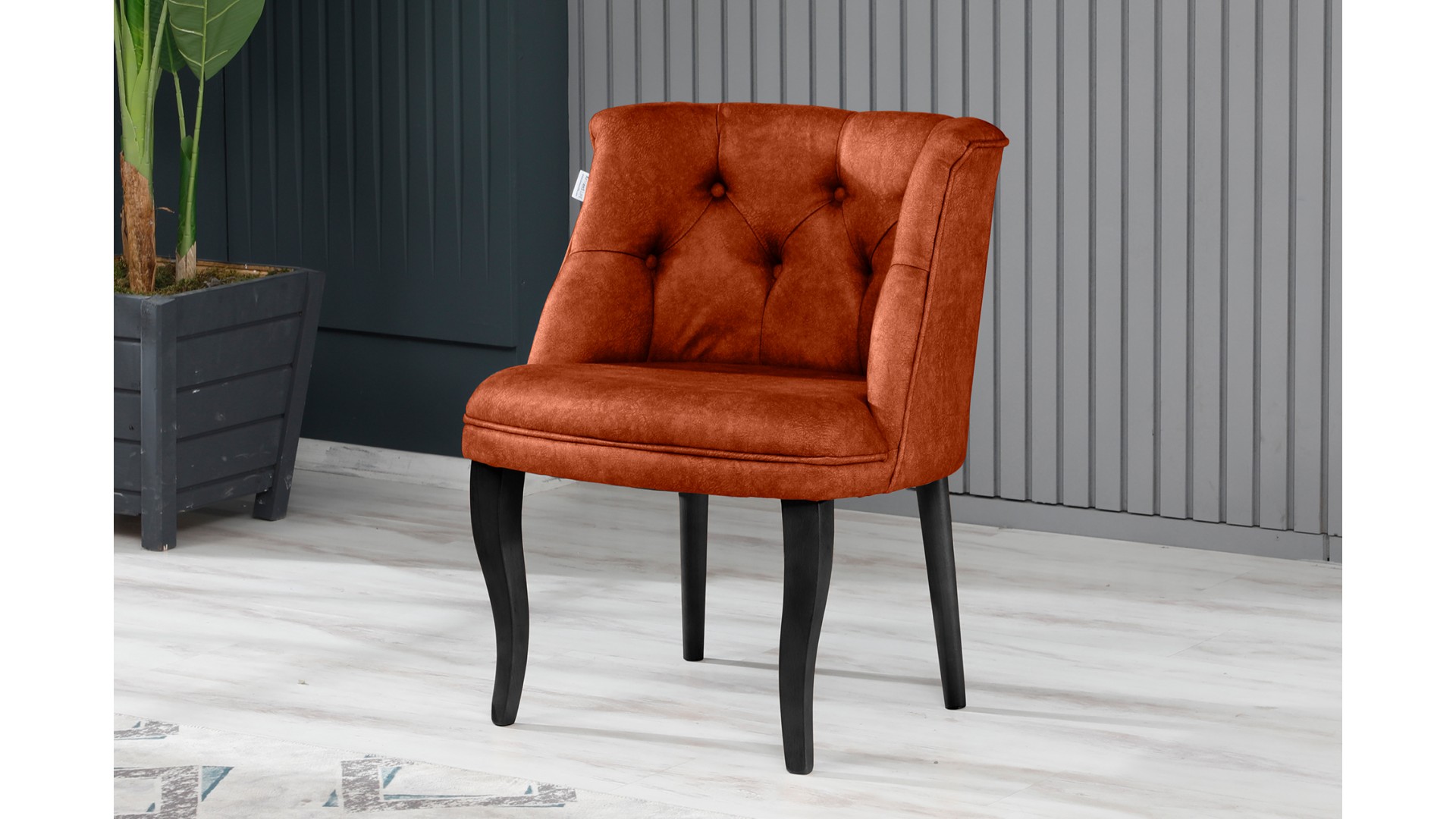 Roma Kolsuz Çay Seti Koltuk Takımı Nubuk Kumaş Ahşap Ahşap Ayak Kiremit