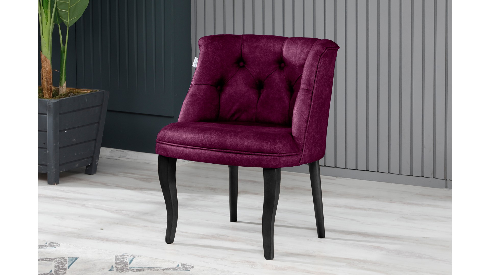 Roma Kolsuz Çay Seti Koltuk Takımı Nubuk Kumaş Ahşap Ahşap Ayak Mürdüm