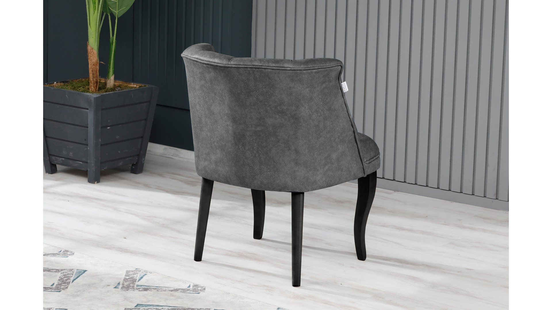 Roma Kolsuz Çay Seti Koltuk Takımı Nubuk Kumaş Ahşap Ahşap Ayak Gri