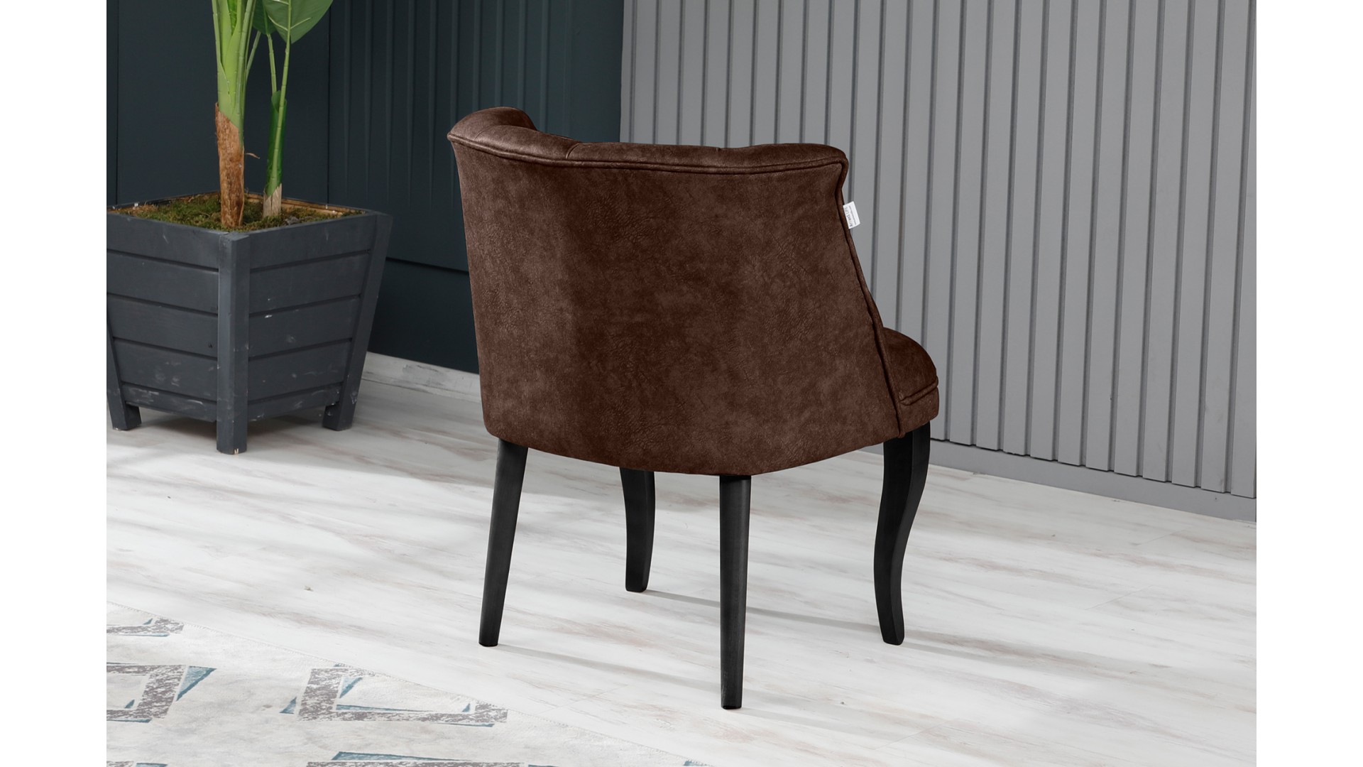 Roma Kolsuz Çay Seti Koltuk Takımı Nubuk Kumaş Ahşap Ahşap Ayak Kahve