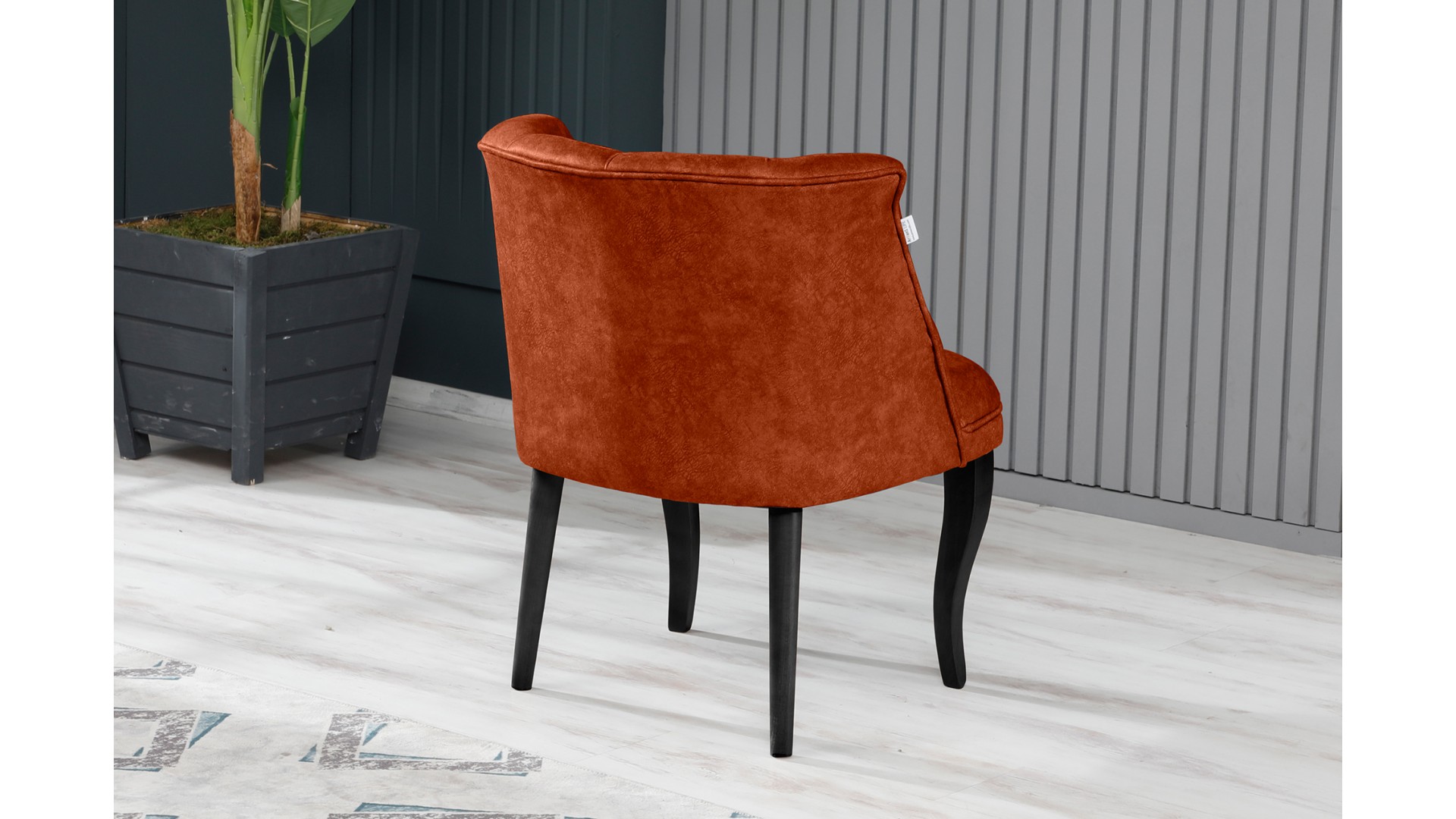 Roma Kolsuz Çay Seti Koltuk Takımı Nubuk Kumaş Ahşap Ahşap Ayak Kiremit