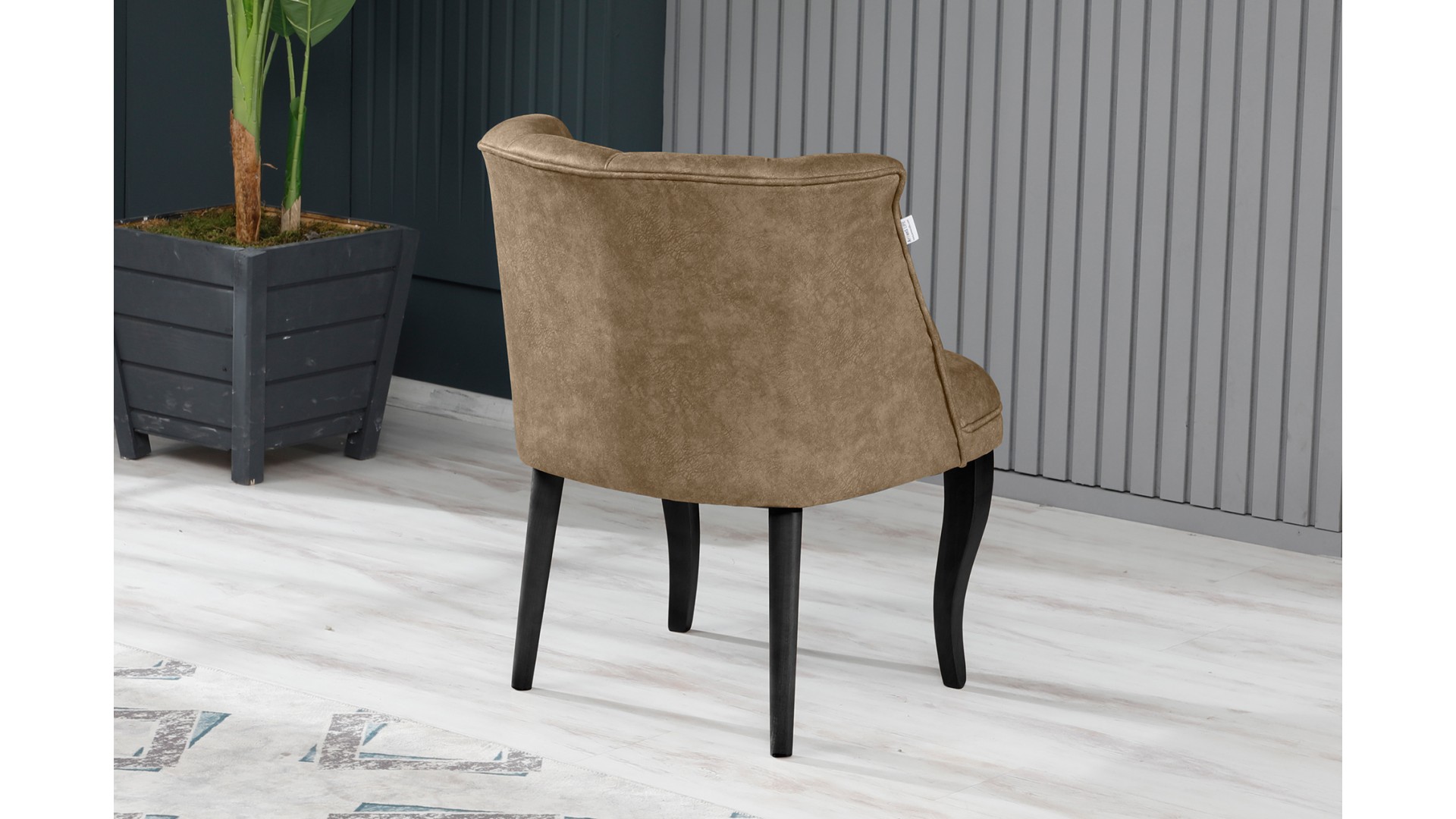 Roma Kolsuz Çay Seti Koltuk Takımı Nubuk Kumaş Ahşap Ahşap Ayak Sütlü Kahve