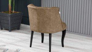 Roma Kolsuz Çay Seti Koltuk Takımı Nubuk Kumaş Ahşap Ahşap Ayak Sütlü Kahve