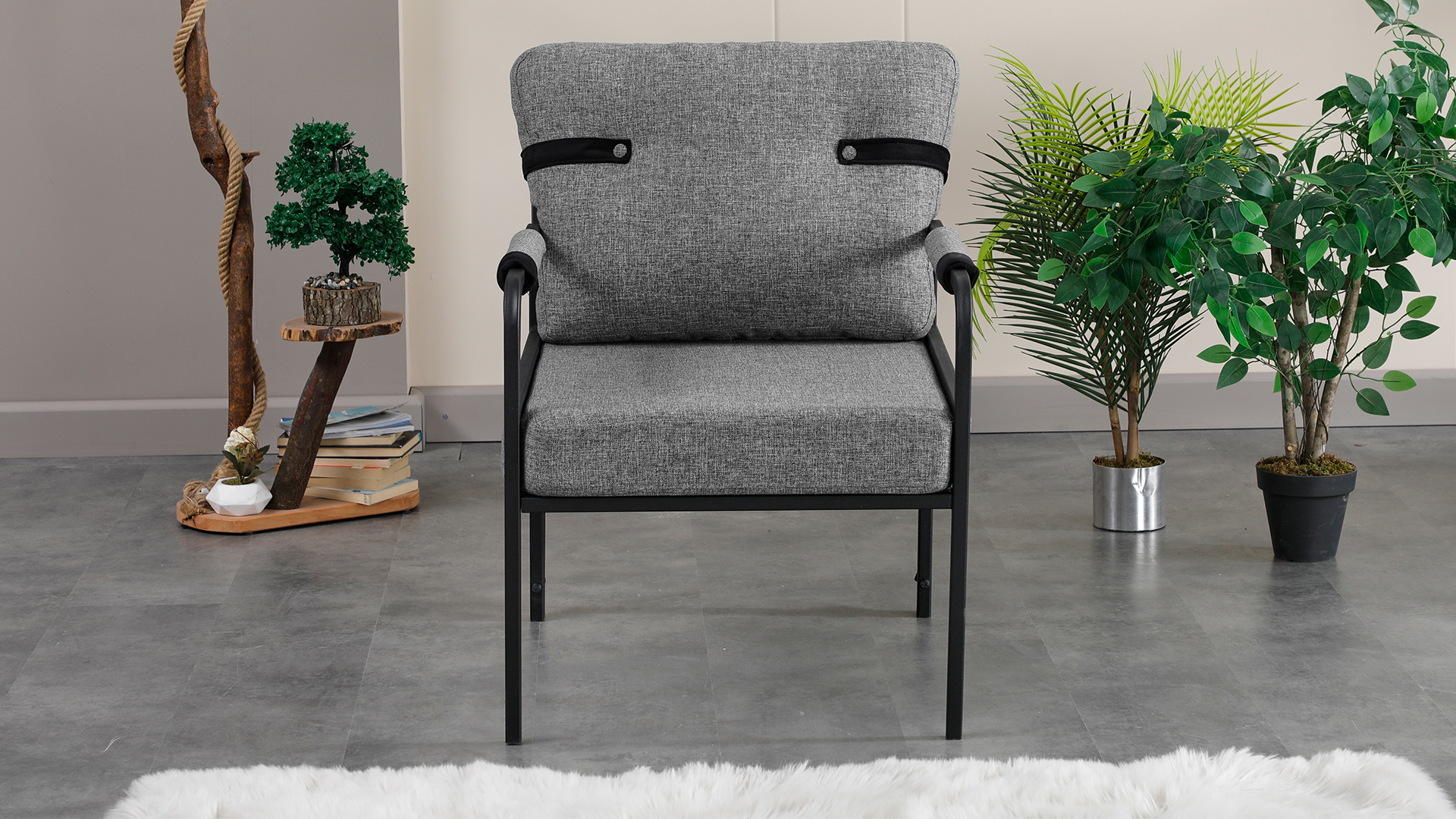 Armens Linda Balkon,Bahçe Mobilyası,Cafe,Metal Koltuk Takımı 1 ikili 2 Tekli Gri