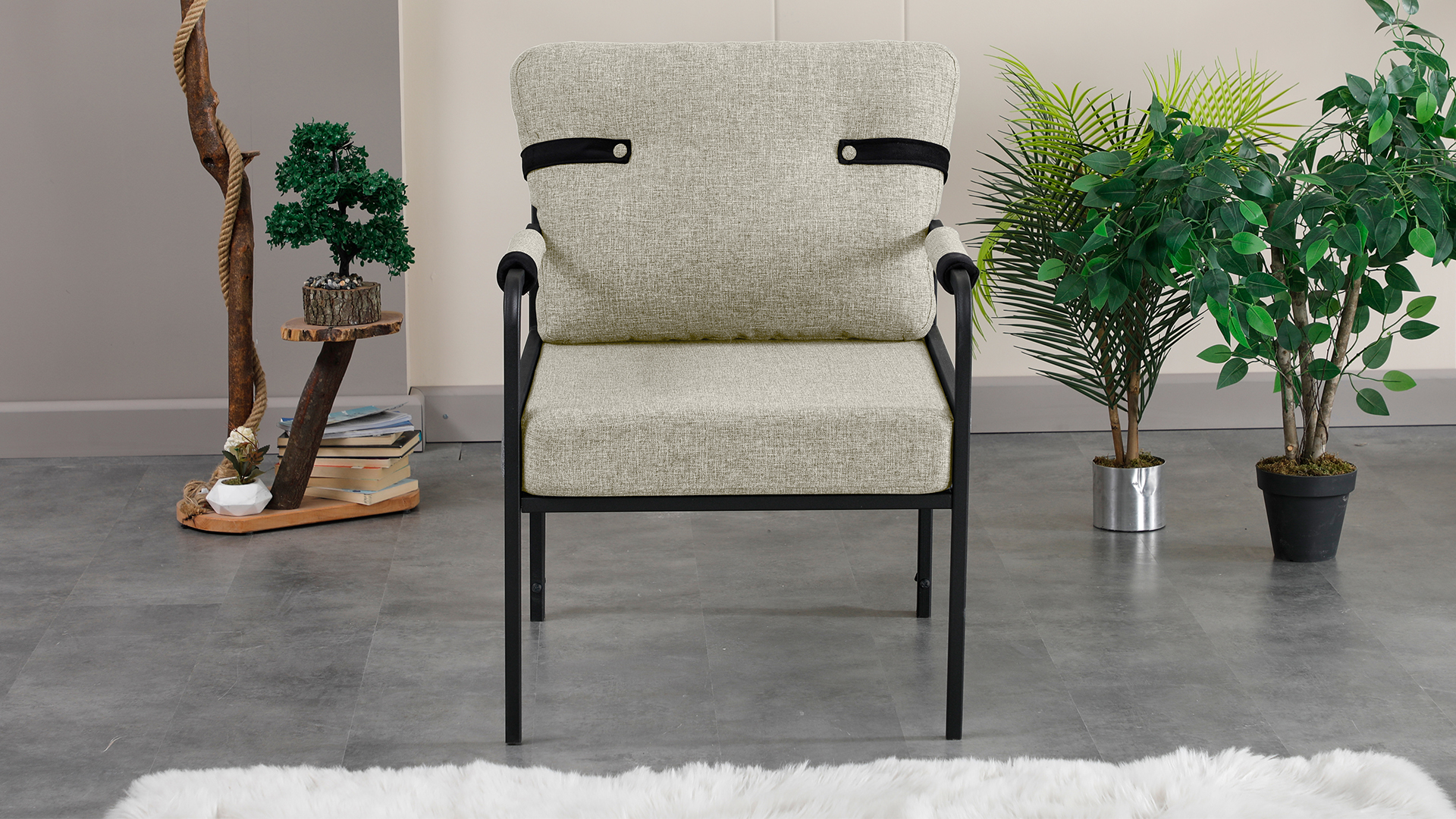 Armens Linda Balkon,Bahçe Mobilyası,Cafe,Metal Koltuk Takımı 1 ikili 2 Tekli Krem