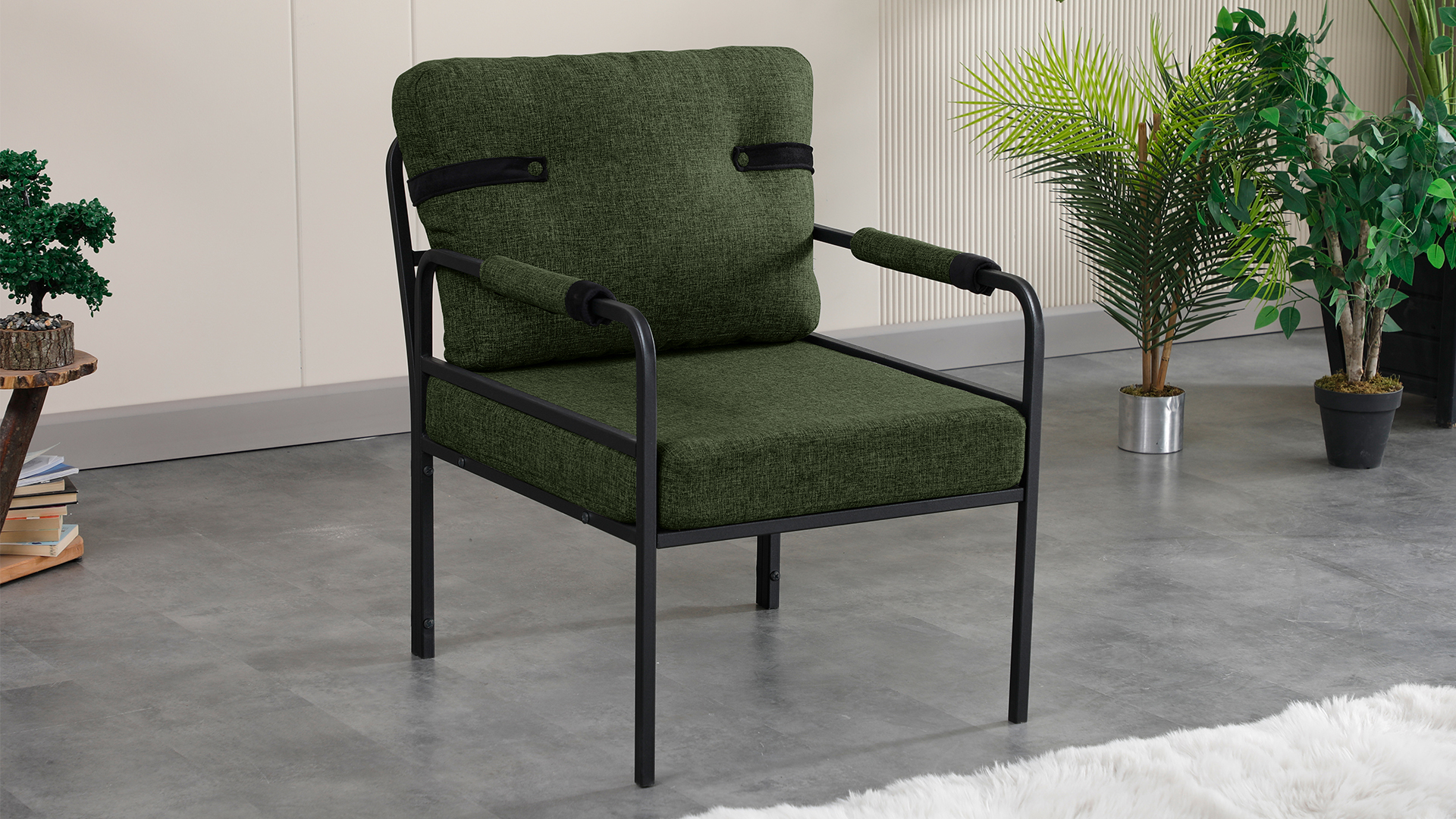 Armens Linda Balkon,Bahçe Mobilyası,Cafe,Metal Koltuk Takımı 1 ikili 2 Tekli Yeşil