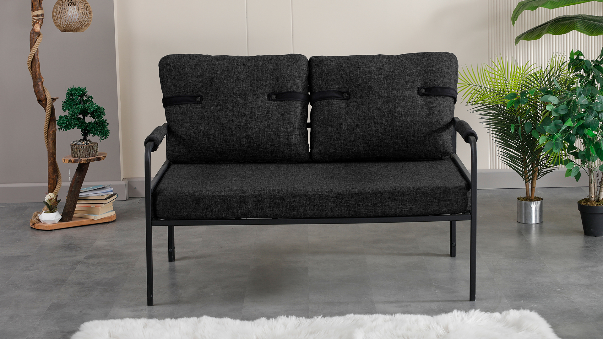 Armens Linda Balkon,Bahçe Mobilyası,Cafe,Metal İkili Koltuk Füme