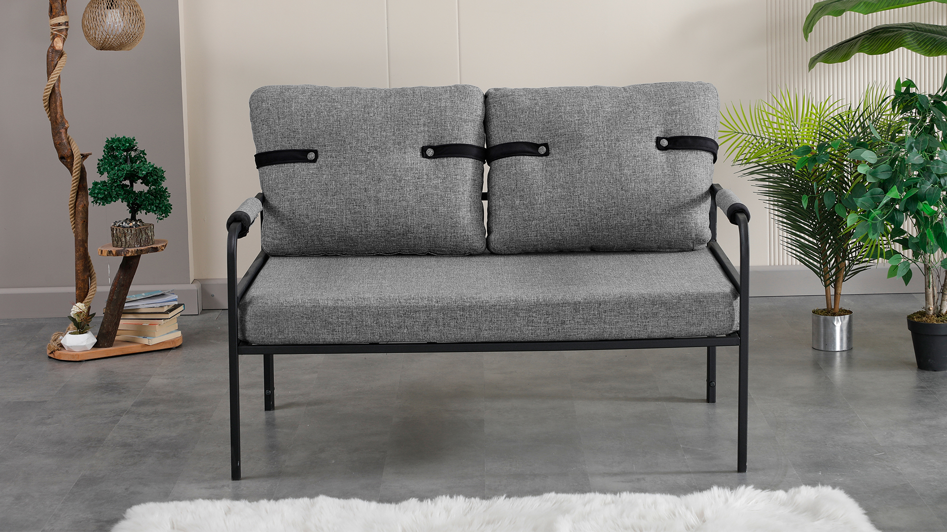 Armens Linda Balkon,Bahçe Mobilyası,Cafe,Metal İkili Koltuk Gri