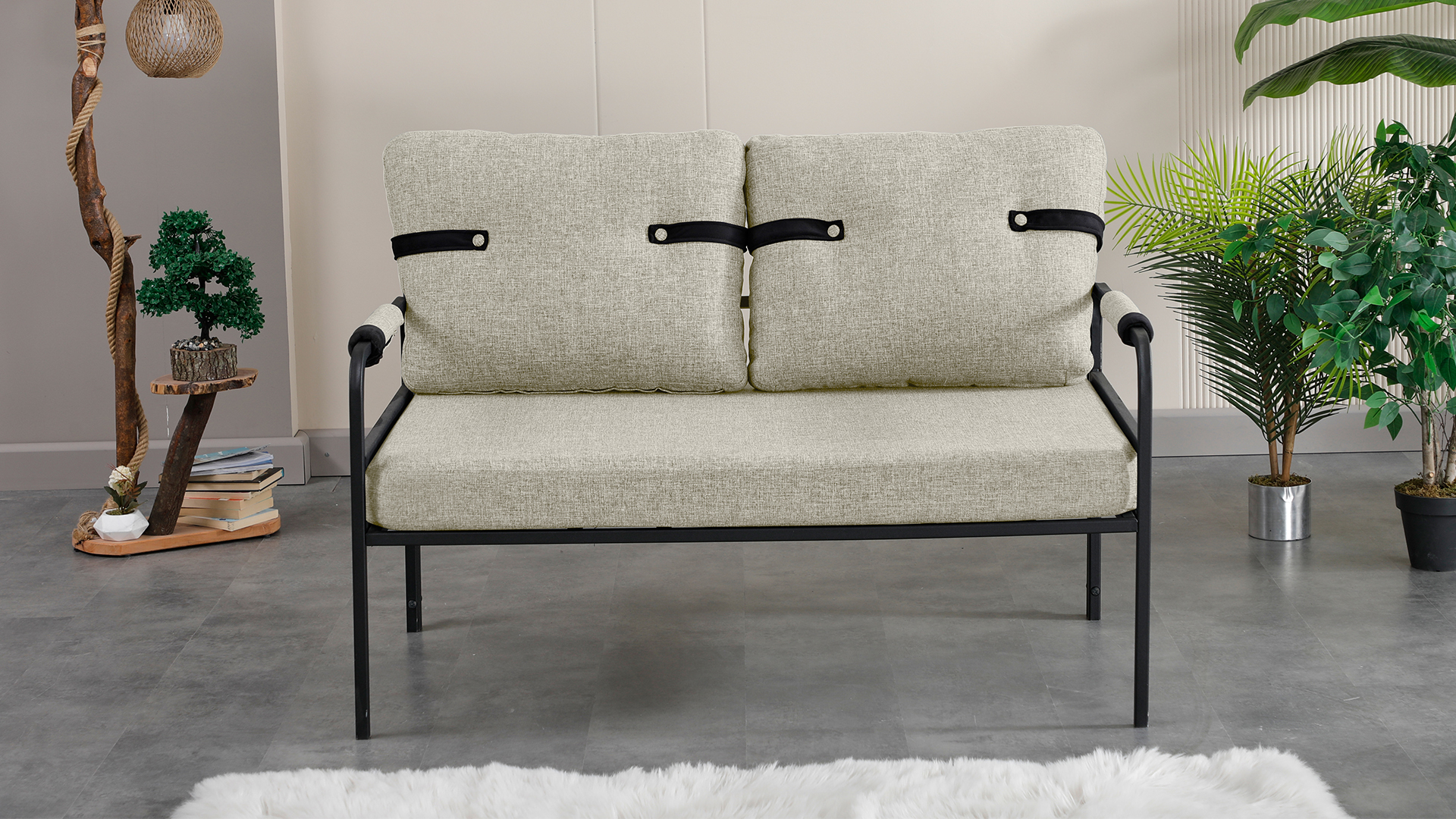 Armens Linda Balkon,Bahçe,Cafe,Metal İkili Koltuk Gri