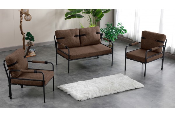 Linda Balkon, Bahçe Mobilyası, Cafe, Metal Koltuk Takımı 1 ikili 2 Tekli Kahve