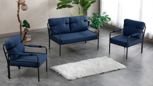 Armens Linda Balkon,Bahçe Mobilyası,Cafe,Metal Koltuk Takımı 1 ikili 2 Tekli Lacivert