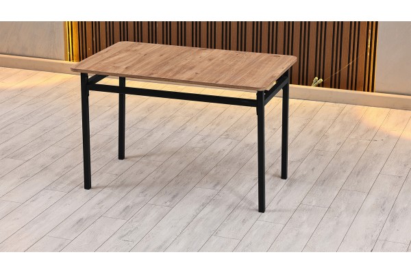 Melody 70x110 cm Dikdörtgen Mutfak Yemek Masası Siyah Metal Ayaklı Modern Ceviz Masa