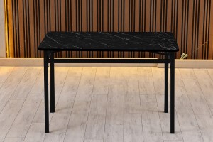 Melody 110x155 Mutfak Köşe Bench Bank Masa Takımı 2 İkili Bench 2 Sandalye 70x110 Siyah Mermer Desen Bordo