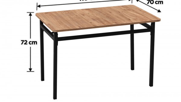 Melody 70x110 cm Dikdörtgen Mutfak Yemek Masası Siyah Metal Ayaklı Modern Siyah Mermer Desen Masa