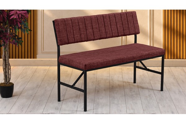Melody 110x155 Çok Amaçlı Mutfak Köşe Bench Bank Takımı Ayrılabilir 2 Adet İkili Bench Bordo