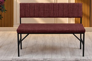 Melody 110x155 Mutfak Köşe Bench Bank Masa Takımı 2 Adet Ayrılabilir İkili Bench 70x110 Ceviz Bordo