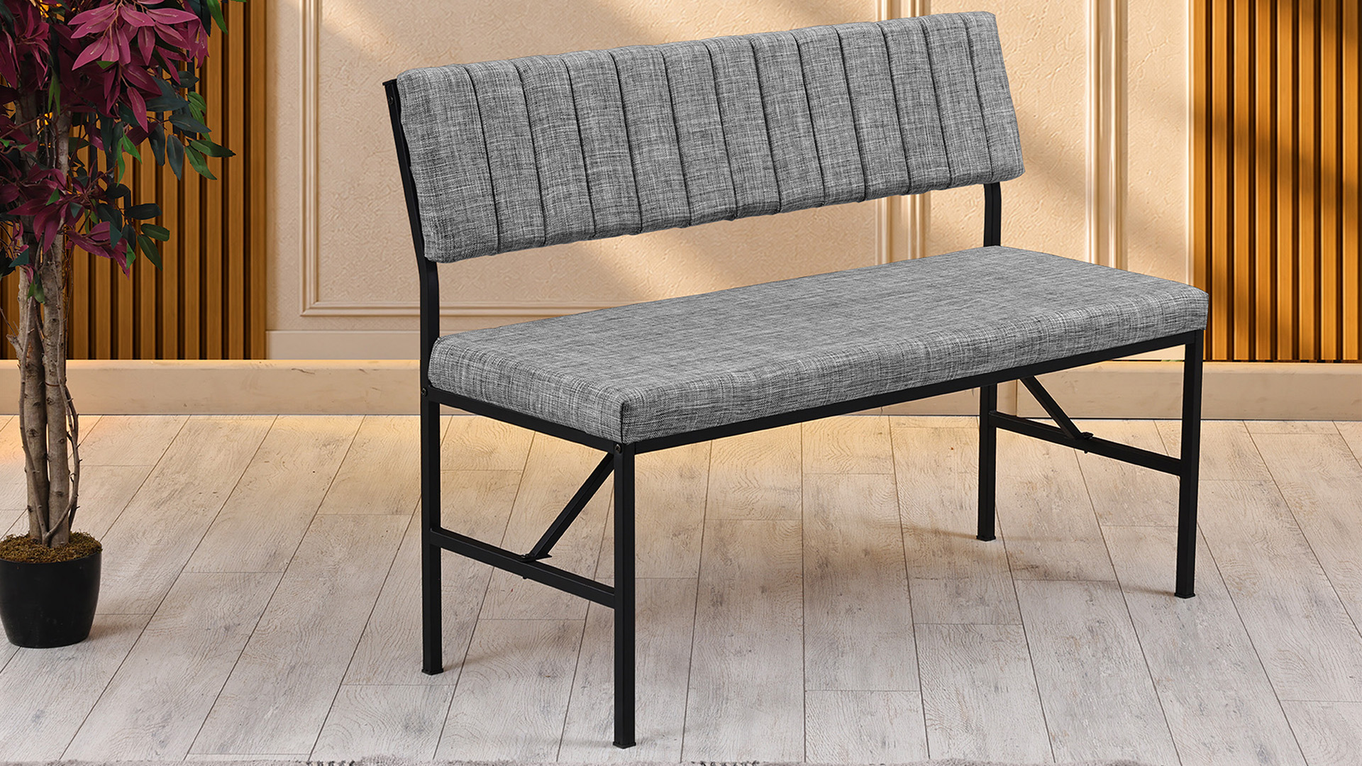 Melody 110x155 Mutfak Köşe Bench Bank Masa Takımı 2 Adet Ayrılabilir İkili Bench 70x110 Ceviz Gri