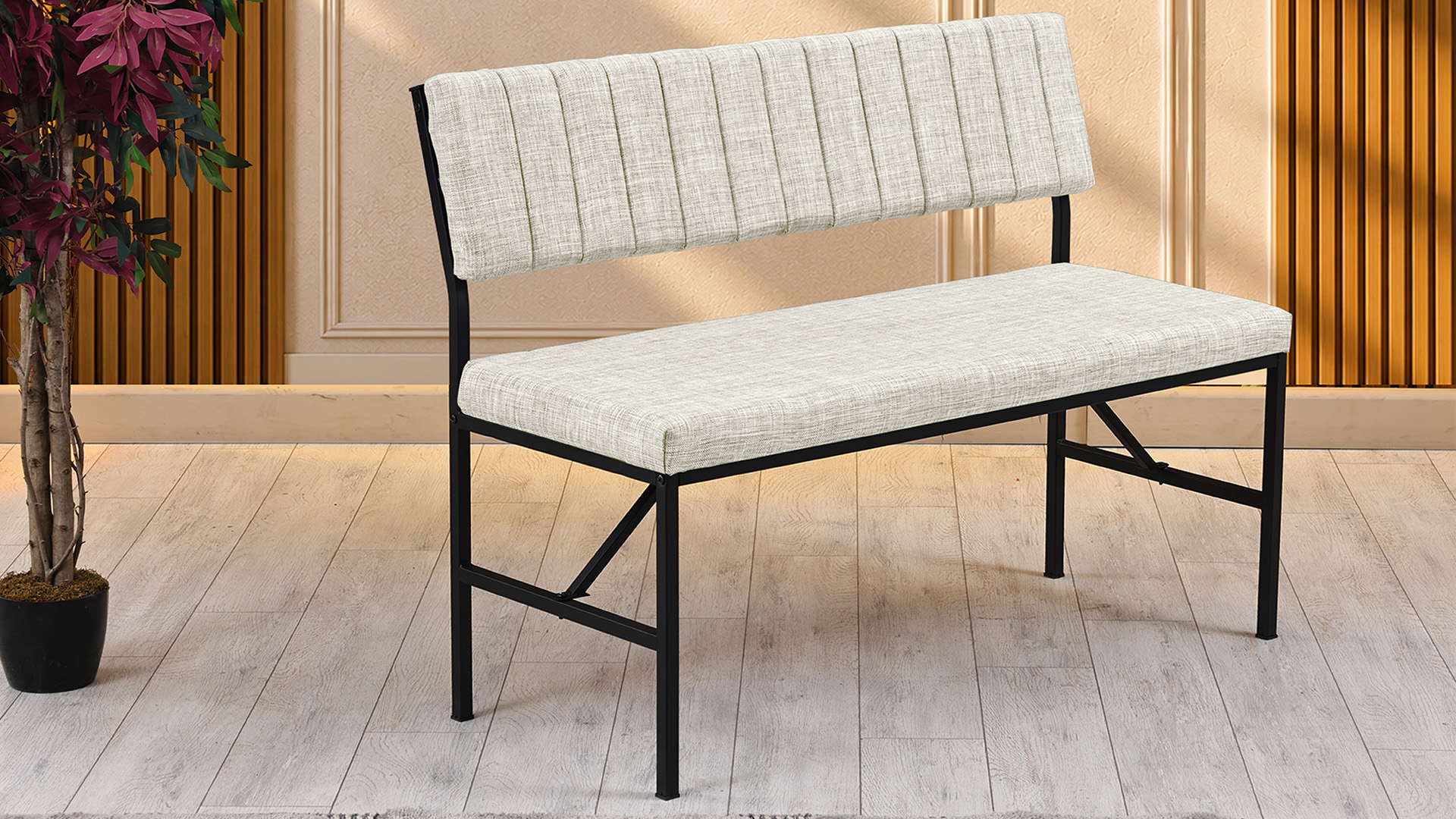 Melody 110x155 Çok Amaçlı Mutfak Köşe Bench Bank Takımı Ayrılabilir 2 Adet İkili Bench Krem