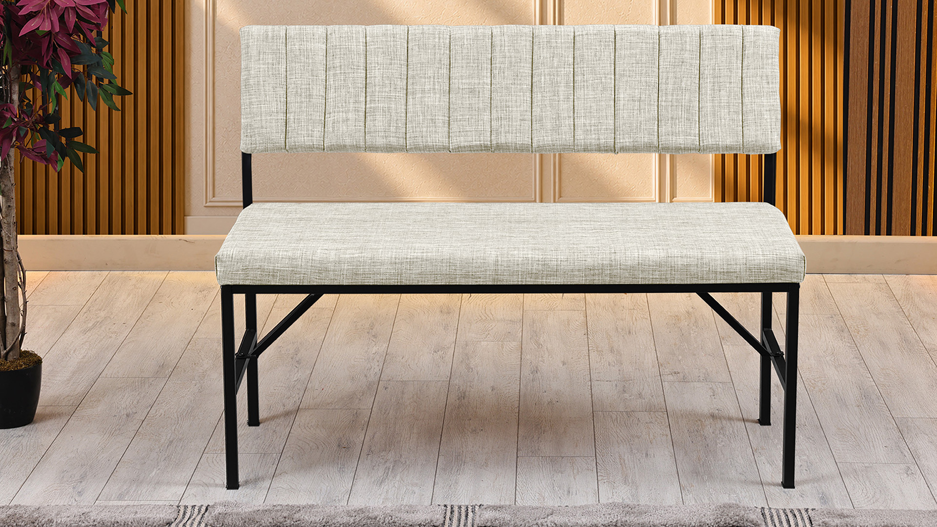 Melody 110x155 Çok Amaçlı Mutfak Köşe Bench Bank Takımı Ayrılabilir 2 Adet İkili Bench Krem