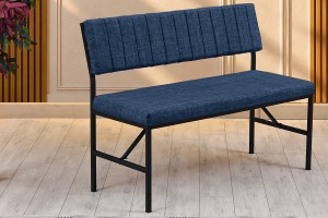 Melody 110x155 Mutfak Köşe Bench Bank Masa Takımı 2 İkili Bench 2 Sandalye 70x110 Ceviz Masa Lacivert