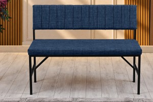 Melody 110x155 Mutfak Köşe Bench Bank Masa Takımı 2 İkili Bench 2 Sandalye 70x110 Ceviz Masa Lacivert