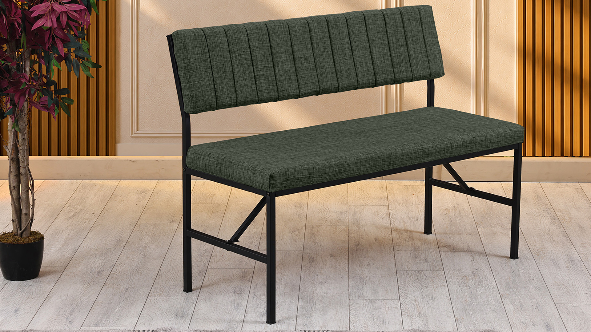 Melody 110x155 Çok Amaçlı Mutfak Köşe Bench Bank Takımı Ayrılabilir 2 Adet İkili Bench Yeşil