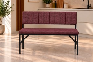 Melody Bordo kumaşlı metal bench oturma bankı