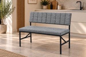 Melody Gri kumaşlı metal bench oturma bankı