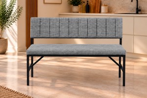 Melody Gri kumaşlı metal bench oturma bankı