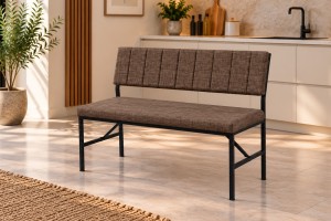 Melody Kahve kumaşlı metal bench oturma bankı