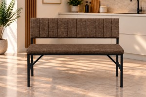 Melody Kahve kumaşlı metal bench oturma bankı