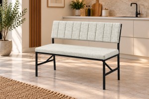 Melody Krem kumaşlı metal bench oturma bankı