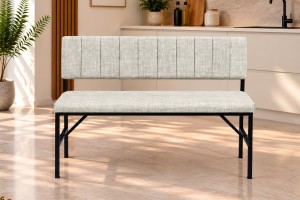 Melody Krem kumaşlı metal bench oturma bankı