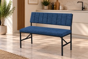 Melody Lacivert kumaşlı metal bench oturma bankı