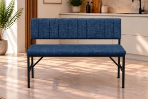 Melody Lacivert kumaşlı metal bench oturma bankı