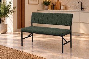 Melody Yeşil kumaşlı metal bench oturma bankı
