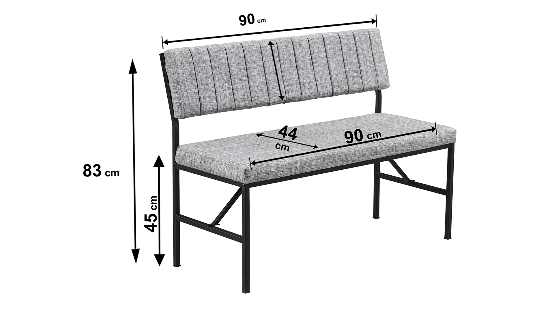 Melody Antrasit kumaşlı metal bench oturma bankı