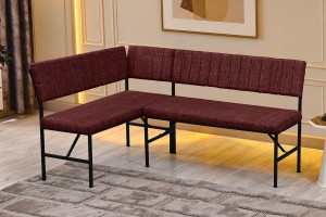 Melody 110x155 Mutfak Köşe Bench Bank Masa Takımı 2 Adet Ayrılabilir İkili Bench 70x110 Ceviz Bordo